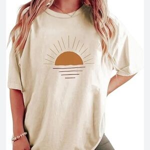 Girls sunset sunrise oversized printed top t-shirt size 13Y